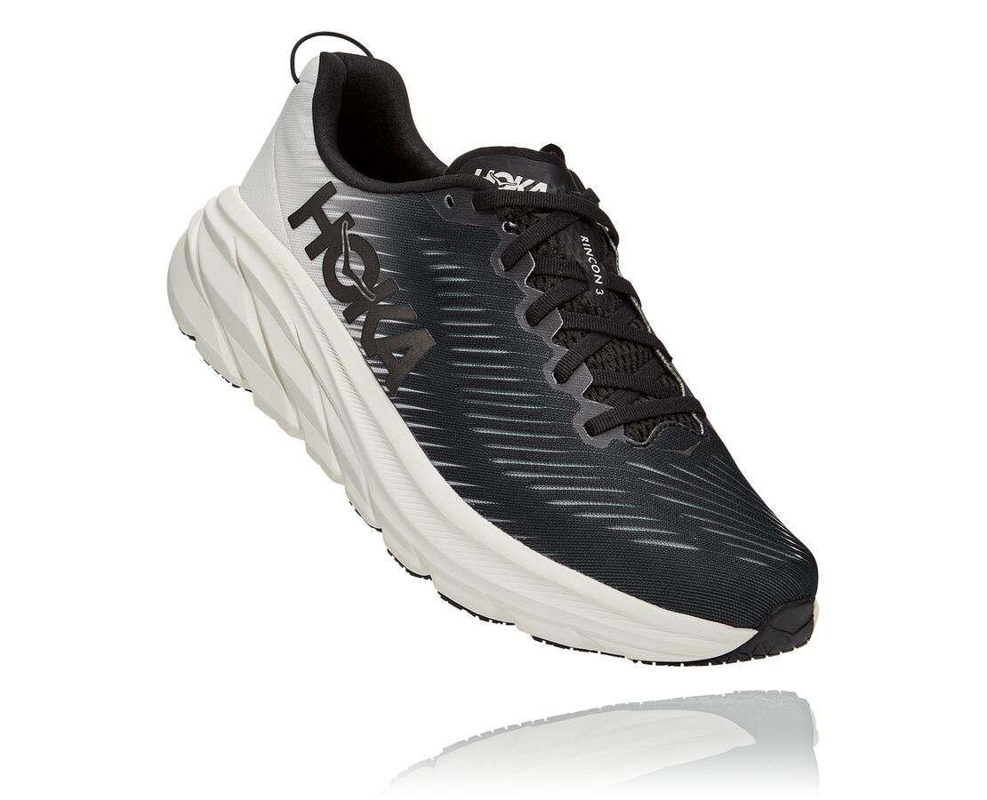 Hoka One One Rincon 3 - Sapatos Largos Homem - Pretas/Branco, BV13586